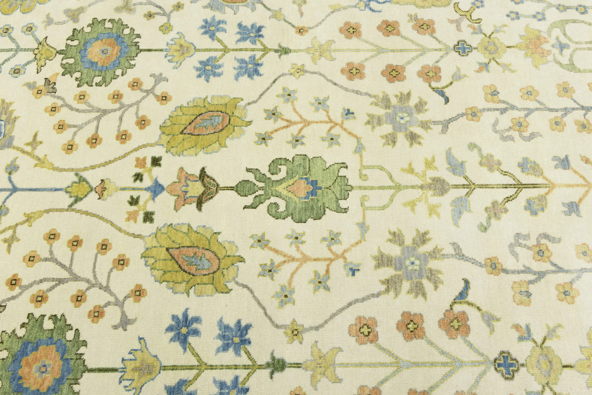 Ivory Floral Traditional 9X12 Oushak Chobi Oriental Rug