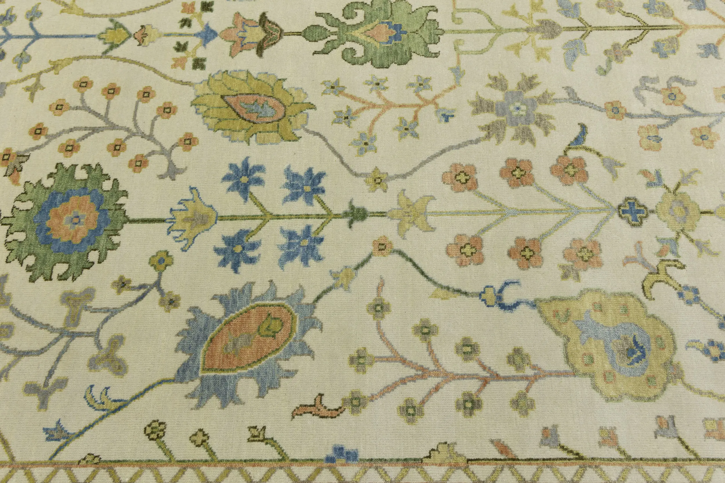 Ivory Floral Traditional 9X12 Oushak Chobi Oriental Rug
