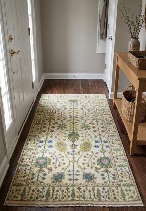Ivory Floral 4X6 Traditional Osh Chobi Oriental Rug