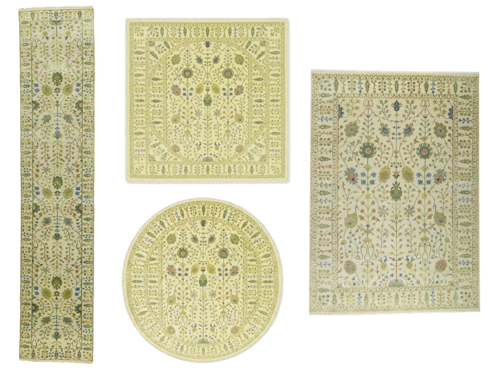 Ivory Floral Traditional Oushak Chobi Oriental All Size - Image 1