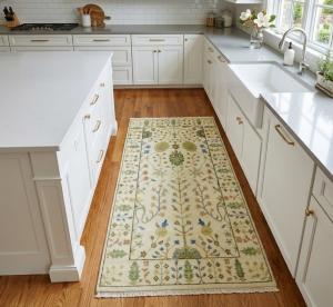 Ivory Floral Traditional 3X5 Oushak Chobi Oriental Rug
