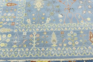 Blue Floral Traditional 12X15 Oushak Chobi Oriental Rug