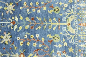 Blue Floral Traditional 5X8 Oushak Chobi Oriental Rug