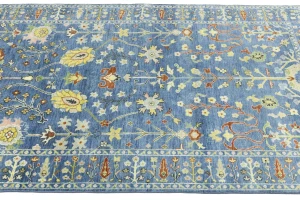 Blue Floral Traditional 5X8 Oushak Chobi Oriental Rug
