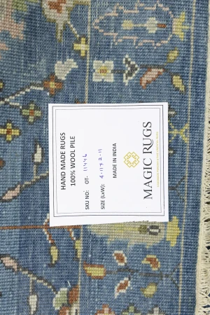 Blue Floral Traditional Oushak Chobi Oriental All Size