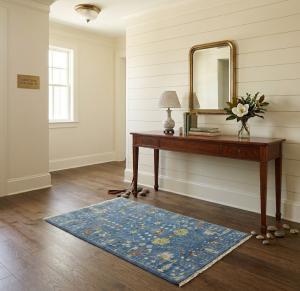 Blue Floral Traditional 3X5 Oushak Chobi Oriental Rug
