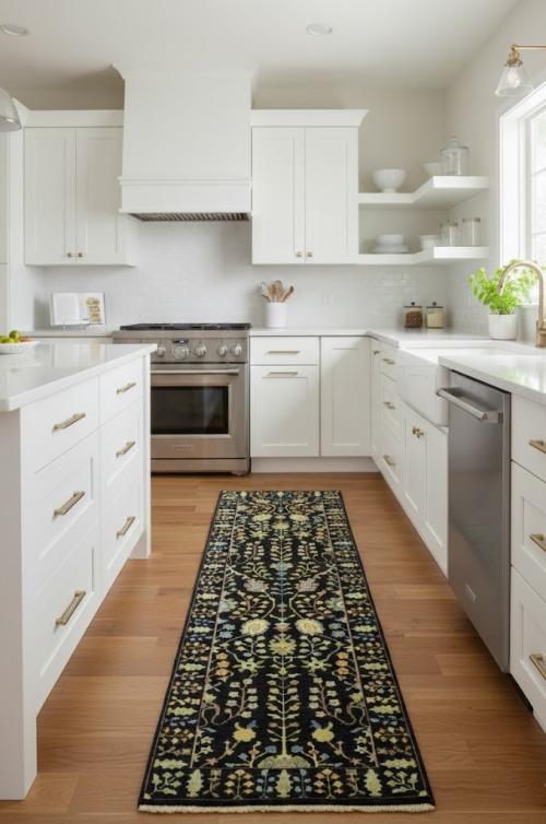 2'5 x 8'0 Hand Knotted Osh Chobi Floral Wool Runner Rug