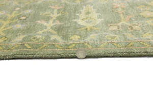 Olive Green Floral Traditional 9X12 Oushak Chobi Oriental Rug