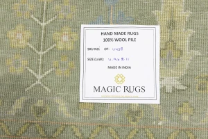 Olive Green Floral Traditional Oushak Chobi Oriental All Size