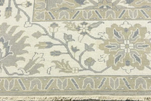 Light Gray, Ivory Floral 10X10 Chobi Oriental Square Rug
