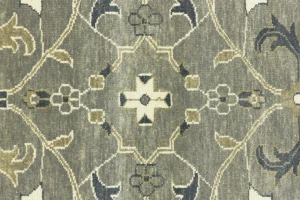 Light Gray, Ivory Floral 10X10 Chobi Oriental Square Rug
