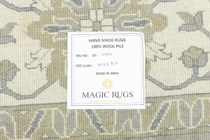 Light Gray, Ivory Floral 10X10 Chobi Oriental Square Rug