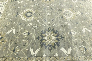 Light Gray, Ivory Floral 10X10 Chobi Oriental Square Rug