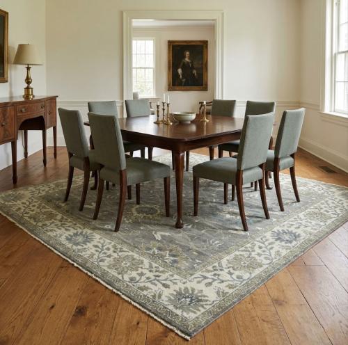 Taupe Floral 8X8 Osh Chobi Peshawar Oriental Square Rug