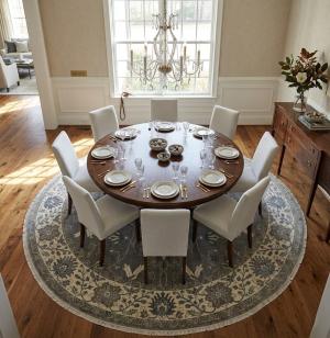 Taupe Floral 10X10 Osh Chobi Peshawar Oriental Round Rug