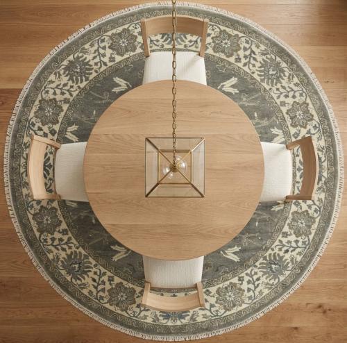 Taupe Floral 8X8 Osh Chobi Peshawar Oriental Round Rug