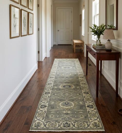 Taupe Floral 2'6X9'8 Osh Chobi Peshawar Oriental Runner Rug