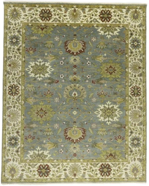 Blue-gray Floral Transitional 8X10 Osh Chobi Oriental Rug