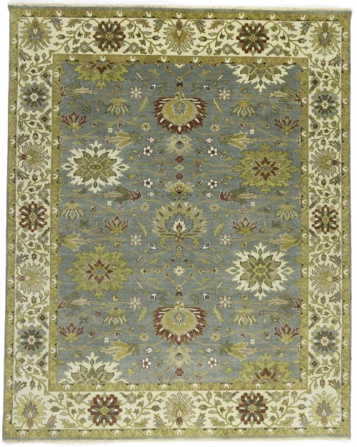 Blue-gray Floral Transitional 8X10 Osh Chobi Oriental Rug