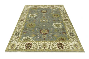 Blue-gray Floral Transitional 8X10 Osh Chobi Oriental Rug