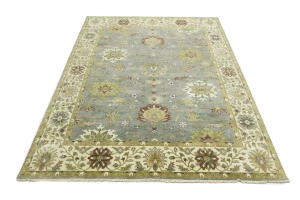 Blue-gray Floral Transitional 8X10 Osh Chobi Oriental Rug