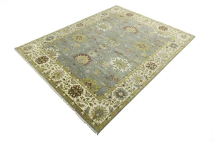 Blue-gray Floral Transitional 8X10 Osh Chobi Oriental Rug