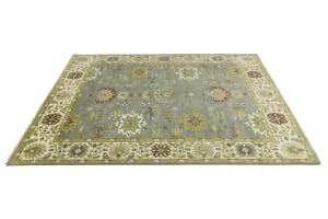 Blue-gray Floral Transitional 8X10 Osh Chobi Oriental Rug