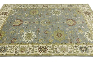 Blue-gray Floral Transitional 8X10 Osh Chobi Oriental Rug