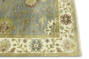 Light Blue Floral Transitional 5X8 Oushak Chobi Oriental Rug