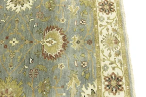 Light Blue Floral Transitional 5X8 Oushak Chobi Oriental Rug