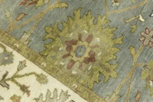Light Blue Floral Transitional 5X8 Oushak Chobi Oriental Rug
