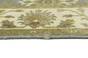 Light Blue Floral Transitional 5X8 Oushak Chobi Oriental Rug