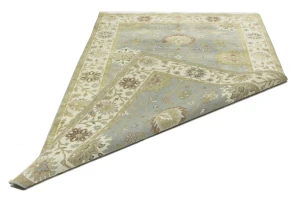 Light Blue Floral Transitional 5X8 Oushak Chobi Oriental Rug