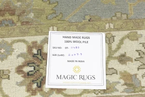 Light Blue Floral Transitional 5X8 Oushak Chobi Oriental Rug