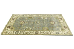 Light Blue Floral Transitional 5X8 Oushak Chobi Oriental Rug