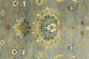Light Blue Floral Transitional 5X8 Oushak Chobi Oriental Rug