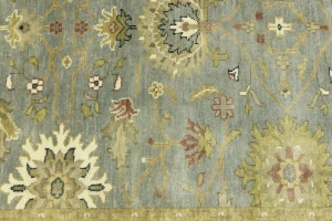Light Blue Floral Transitional 5X8 Oushak Chobi Oriental Rug