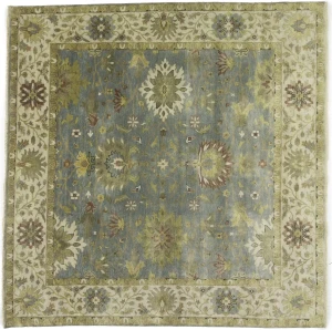 Blue-gray Floral Osh Chobi 8X8 Oriental Square Rug