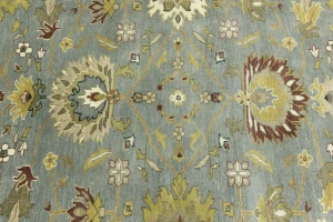 Blue-gray Floral Osh Chobi 8X8 Oriental Square Rug