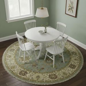 Blue-gray Floral Osh Chobi 8X8 Oriental Round Rug
