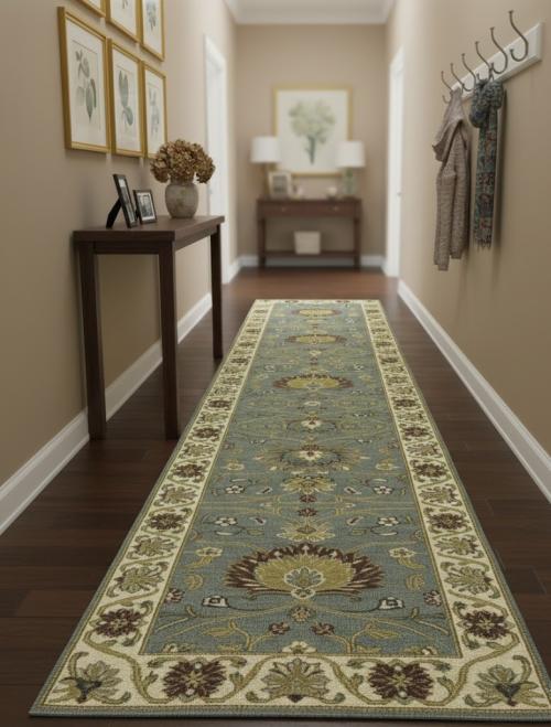 Blue-gray Floral Osh Chobi 2'5X14 Oriental Runner Rug