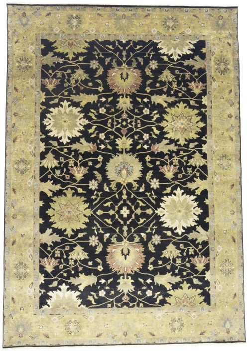 Black Transitional Floral 10X14 Oushak Chobi Oriental Rug