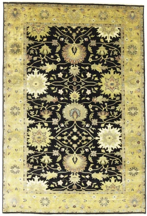 Black Transitional Floral 6X9 Oushak Chobi Oriental Rug