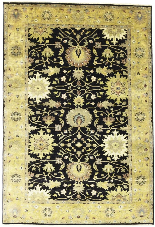Black Transitional Floral 6X9 Oushak Chobi Oriental Rug