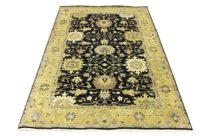 Black Transitional Floral 6X9 Oushak Chobi Oriental Rug