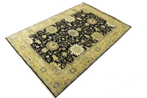 Black Transitional Floral 6X9 Oushak Chobi Oriental Rug