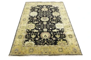 Black Transitional Floral 6X9 Oushak Chobi Oriental Rug