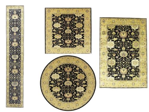Black Transitional Floral Oushak Chobi Oriental All Size