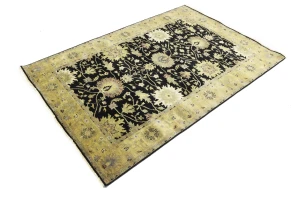 Black Transitional Floral 6X9 Oushak Chobi Oriental Rug