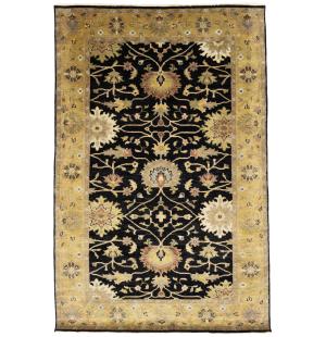 Black Traditional Floral 5x8 Oushak Chobi Oriental Rug